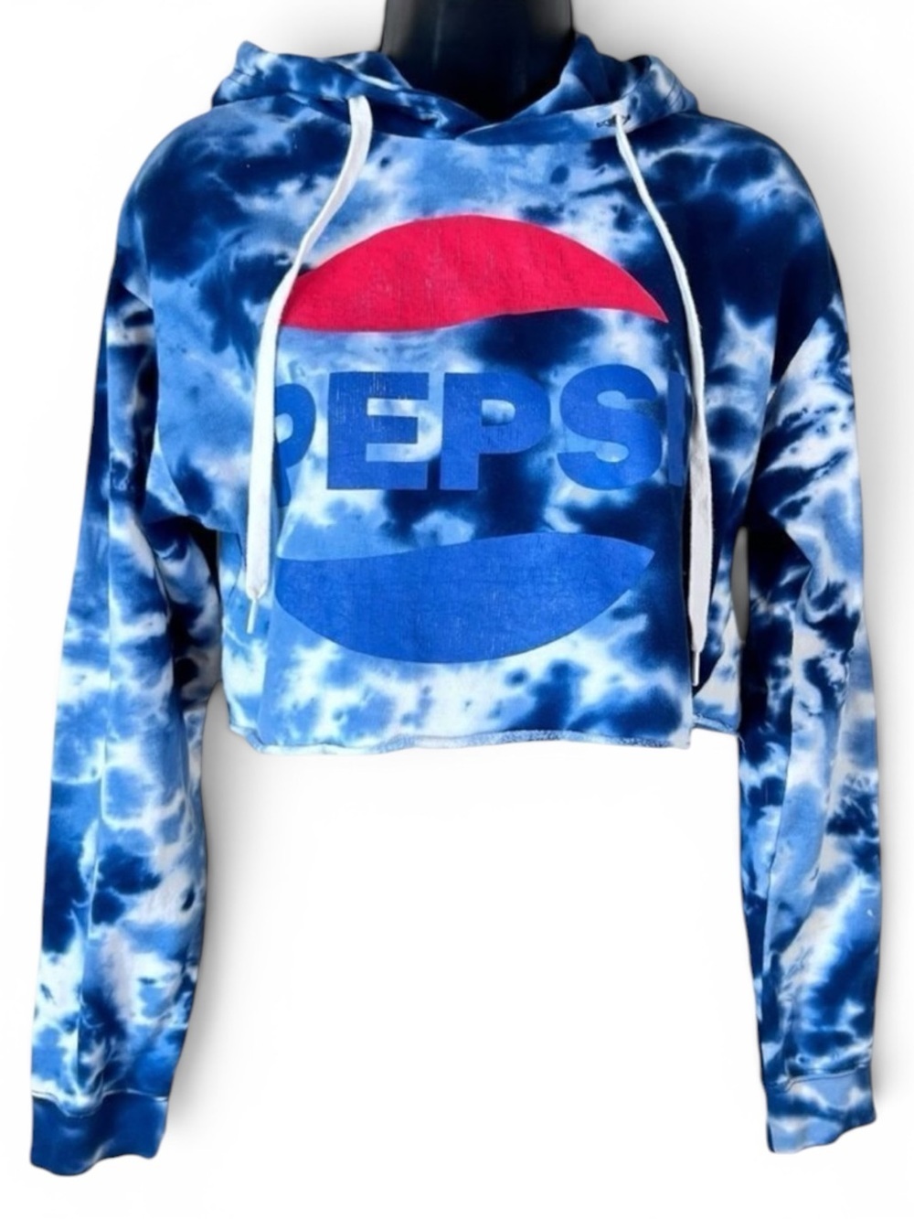 Pepsi Graphic Tie Dye Crop Hoodie